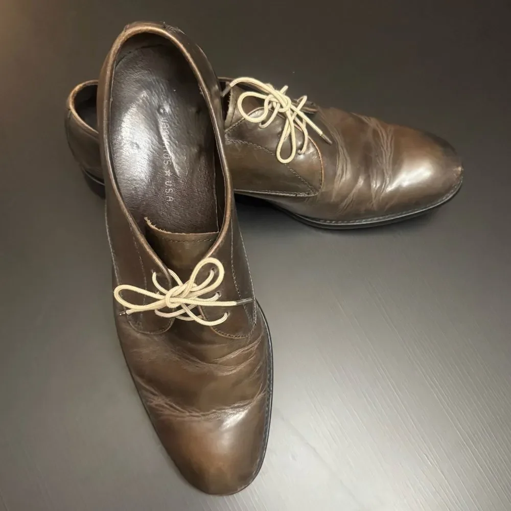JOHN VARVATOS Star USA Leather Oxfords Size 10 Brown Lace-Up Dress Shoes Men
